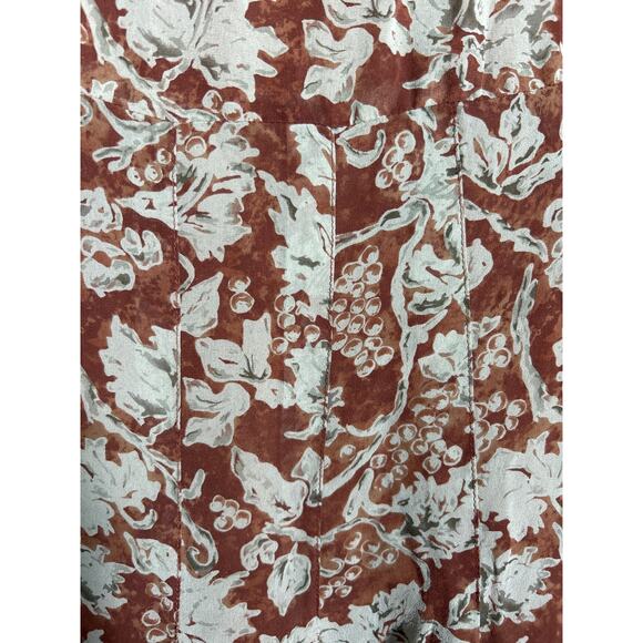 Peruvian Connection | Brown/Green 100% Silk Flared A Line Midi Skirt | 12 - Picture 6 of 12